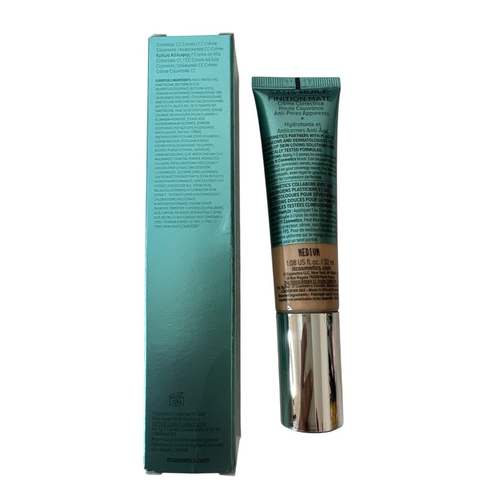IT Cosmetics Medium CC+ Oil Free Matte Full Cover Cream SPF 40 1.08 oz New - Picture 2 of 6